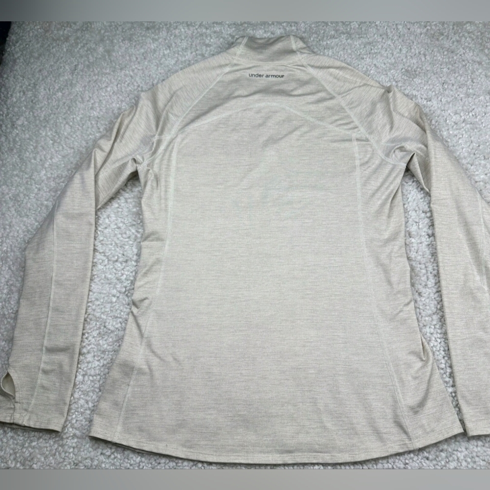 Under Armour Cold Gear Fitted 1/2 Zip Shirt Ivory Cream Womens  Size M - Picture 2 of 8